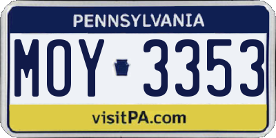 PA license plate MOY3353