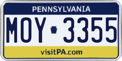 PA license plate MOY3355