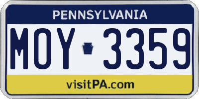 PA license plate MOY3359