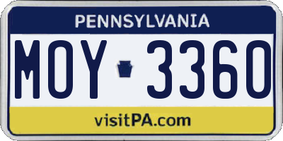 PA license plate MOY3360