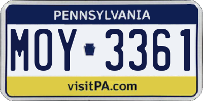PA license plate MOY3361