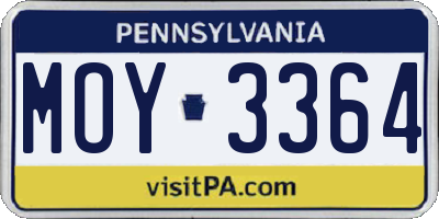 PA license plate MOY3364