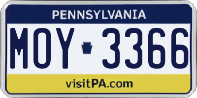 PA license plate MOY3366