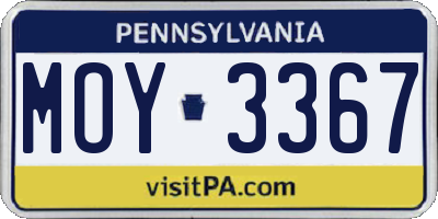 PA license plate MOY3367