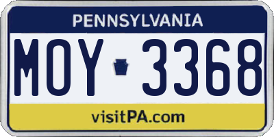 PA license plate MOY3368