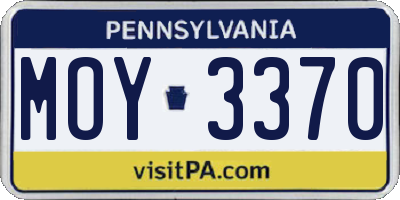 PA license plate MOY3370