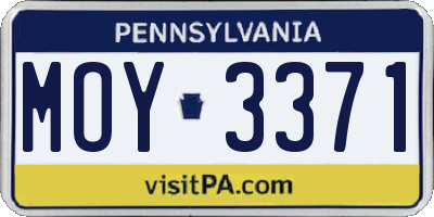 PA license plate MOY3371