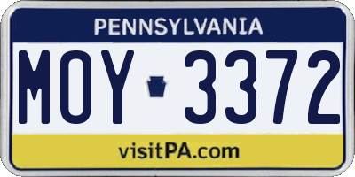 PA license plate MOY3372