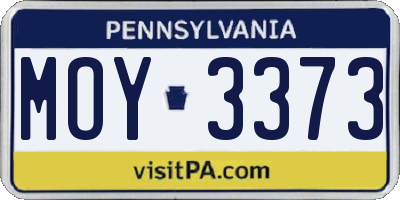 PA license plate MOY3373