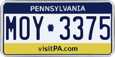 PA license plate MOY3375