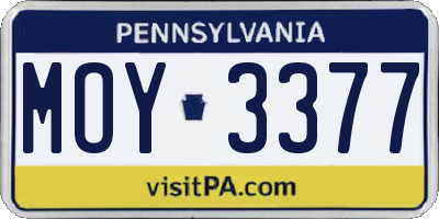 PA license plate MOY3377