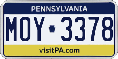 PA license plate MOY3378