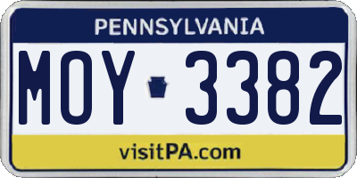 PA license plate MOY3382