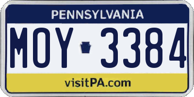 PA license plate MOY3384