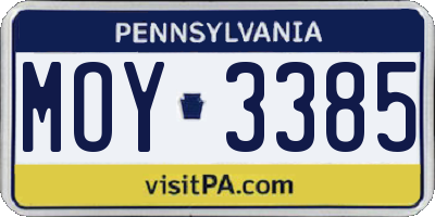 PA license plate MOY3385