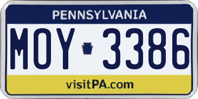 PA license plate MOY3386