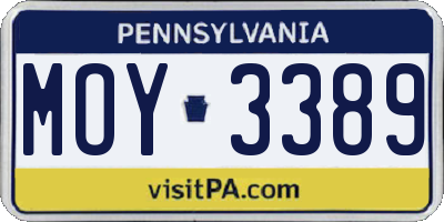 PA license plate MOY3389