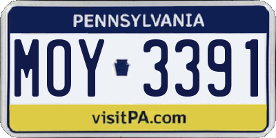 PA license plate MOY3391