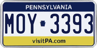 PA license plate MOY3393