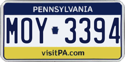 PA license plate MOY3394