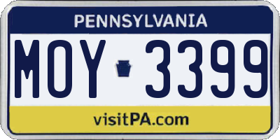 PA license plate MOY3399