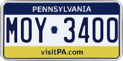 PA license plate MOY3400