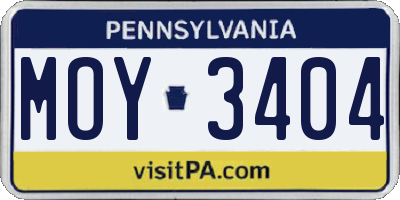 PA license plate MOY3404