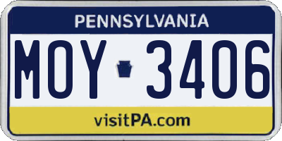 PA license plate MOY3406