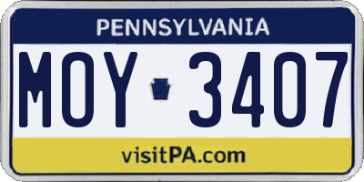 PA license plate MOY3407
