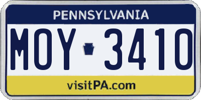 PA license plate MOY3410
