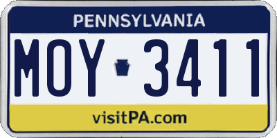 PA license plate MOY3411