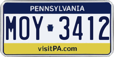PA license plate MOY3412