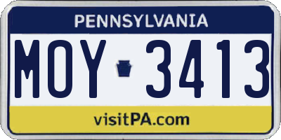 PA license plate MOY3413