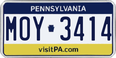 PA license plate MOY3414