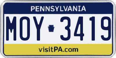 PA license plate MOY3419
