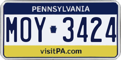 PA license plate MOY3424
