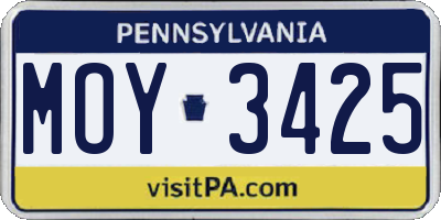 PA license plate MOY3425