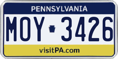 PA license plate MOY3426