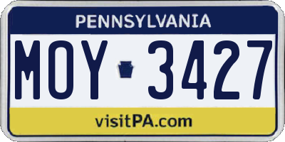 PA license plate MOY3427