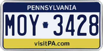 PA license plate MOY3428
