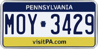 PA license plate MOY3429