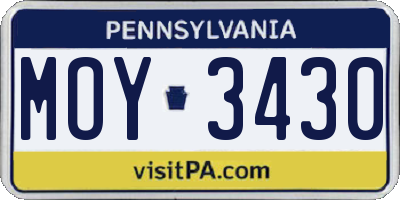 PA license plate MOY3430