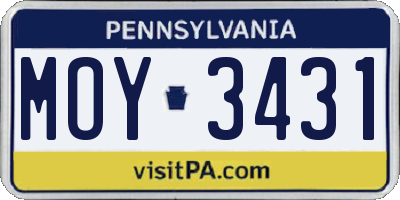 PA license plate MOY3431
