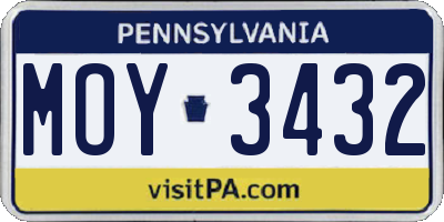 PA license plate MOY3432