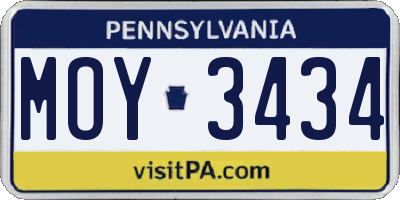 PA license plate MOY3434