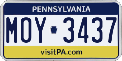 PA license plate MOY3437