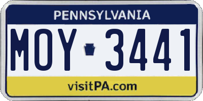 PA license plate MOY3441