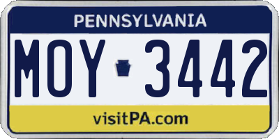PA license plate MOY3442