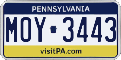 PA license plate MOY3443