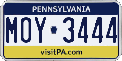 PA license plate MOY3444